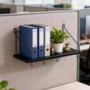 2 Pack Black Cubicle Shelf With Hooks For Fabric Walls, 12'' Wooden Office Cubicle Accessories for Work, Floating Wall Shelf for Decor, Hanging Organizer for Cubicle Wall Storage & Office Decorations