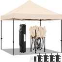 Yaheetech Canopy Tent, Commercial Instant Heavy Duty Canopy, 500D Waterproof Adjustable Canopy with Wheeled Carry Bag, 4 Sandbags and 4 Stakes (10x10, Beige)
