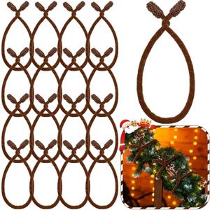 Zhengmy 16 Pcs 25 Inches Christmas Velvet Garland Ties Christmas Decorative Twist Ties for Banister Stairway Railing Reusable Flexible Twist for Xmas Home Decor Holiday Craft Wrapping(Brown)