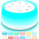 ColorsNoise Sound Machine and White Noise Machine with 30 Soothing Sounds with 12 Colors Baby Night Light with Memory Function (T-White)