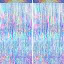 4 Packs Silver Foil Fringe Curtain, Silver Glitter Metallic Tinsel Backdrop for Birthday, Wedding, Baby Shower, Bachelorette, 70s 80s 90s Theme Disco Party, Iridescent Party Decorations Supplies