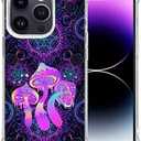 Pack Of 2, BAMOWEY Clear Case Compatible with iPhone 14 Pro Max,Psychedelic Magic Mushrooms Pattern Phonecase Protective Case with Non-Fading Soft & Flexible TPU Bumper Shockproof Cover 6.7 Inch