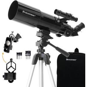 Celestron Travel Scope 80 Portable Refractor Telescope 80mm Aperture, Fully-Coated Glass Optics Includes Tripod, Smartphone Adapter, Backpack & Software Ideal for Beginners & Travel
