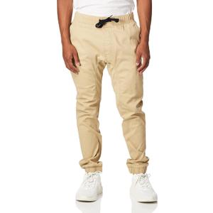 WT02 Men's Twill Jogger Pants (Medium, Light Khaki)