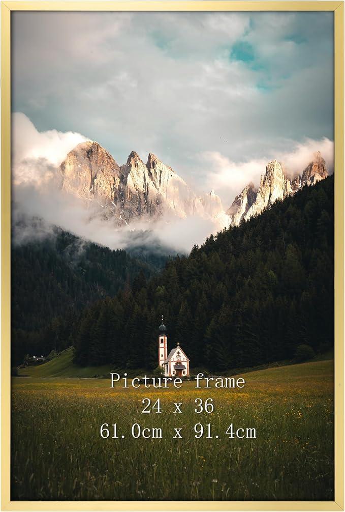 Giftgarden 24x36 Poster Picture Frame Gold, Textured Metal Frame 36x24 for Wall Display, Single