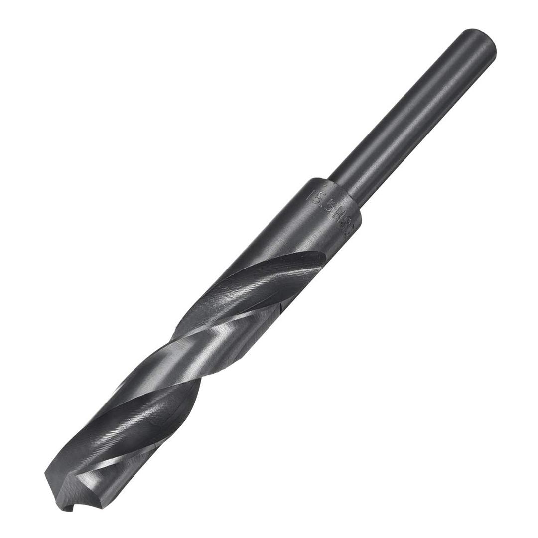 uxcell Reduced Shank Drill Bit 15.5mm Black Nitride Coated with 1/2 Inch Straight Shank, High Speed Steel HSS 9341 Twist Drill Bit for Stainless Steel Alloy Metal Plastic