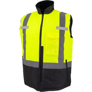 Radians SJV41B Unisex Class 2 High Visibility Reversible Insulated Safety Vest with Color Blocking, Green/Black, Size 2X (Yellow, XXL)