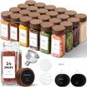 ComSaf 24Pcs (4Oz) Glass Spice Jars with Label, Airtight Seasoning Containers with Lid for Home Cooks to Organizing Herbs, Sugar, Pepper, Salt, Glass Spice Bottles Organize Cabinet & Drawer