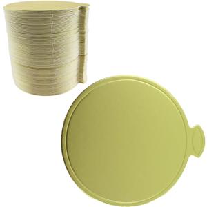 TAODAN 100PCS 3.1 Inch Gold Mini Round Cardboard Disposable Cardboard Cake Base Food Mat for Dessert Presentation