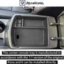 RUNROAD Center Console Organizer Tray Compatible with Hyundai Kona 2018-2023 Accessories, Insert Armrest Tray Console Storage Box Kona Organizer ABS Dividers Coin Holder, Black