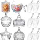 6 Sets Glass Apothecary Jars with Lids and Scoops Clear Candy Jars for Buffets Candy Display Containers Bath Salt Container Cookie Crafts Bathroom Kitchen Storage (European)