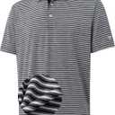 M MAELREG Golf Polo Shirts for Men Stripe Performance Moisture Wicking Dry Fit Collared Mens Polo Shirts Short Sleeve (XL)