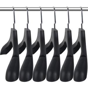DEDU Suit Hangers for Men 10 Pack, Sweater Hangers No Shoulder Bump Non Slip Width 17.7", Plastic Clothes Hangers Black with Metal Hook
