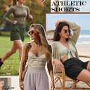 Neer 3 Pack Women's Athletic Shorts 5'' High Waisted Elastic Workout Wide Leg Causal Yoga Gym Lounge with Pockets(Black,Army Green,Light Khaki, M)