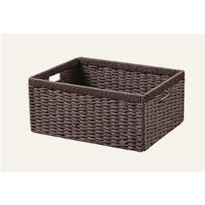 UBBCARE 1 Pack Wicker Basket, 13.4L×8.3H×7.1W inch Woven Paper Rope Storage Baskets for shelves, Foldable Rectangular Storage Baskets with Handle, Storage Basket for Organizing, Dark Brown