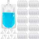 100 Pcs Plastic Flasks,8 Oz Concealable and Reusable Drink Pouches,Leak Proof Plastic Drinking Flasks for Travel Outdoor Sports Concerts Events