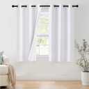 NICETOWN 100% Blackout Window Curtain Panels 40" Length, Set of 2, Snow White, 42 inches Wide, Thermal Insulated Drapes for Kitchen