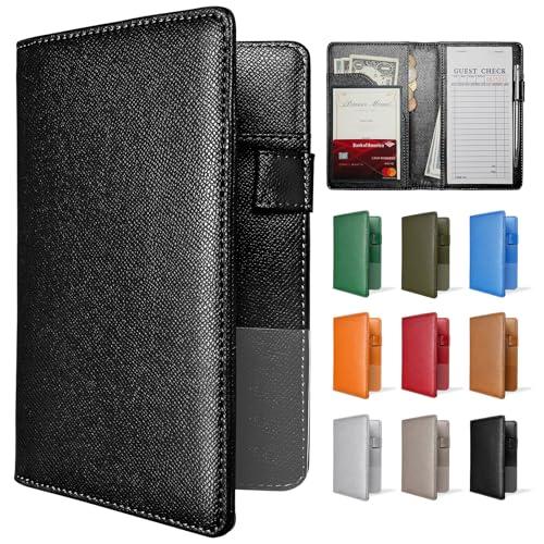 Mymazn Server Books for Waitress Book Waiter Book, Serving Book with Money Pockets, Cute Waitress Accessories Fits Server Apron, Black