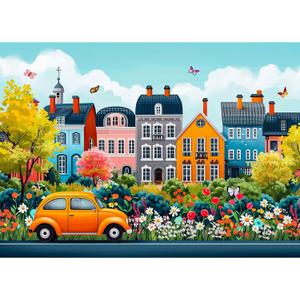 1000 Piece Puzzle for Adults, Small Town Scenery Jigsaw Puzzle, Impossible Puzzles Game, Interlock Perfectly No Dust, Home Decoration Puzzle, Gifts for Easter Earth Mothers Day