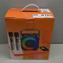 Karaoke Machine, Portable Bluetooth Speaker with 2 Wireless Microphones for Adults & Kids with Lights, Karaoke Microphone with PA System Supports USB/TF/FM/AUX for Home Party Home System Packages (Black)