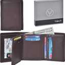 VALENCHI RFID Leather Slim Trifold Front Pocket Mens Wallet with 9 card slots,2 Note pocket coin pocket & ID window