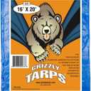 Grizzly Tarps by B-Air 16' x 20' Large Multi-Purpose Waterproof Heavy Duty Poly Tarp with Grommets Every 36", 8x8 Weave, 5 Mil Thick, for Home, Boats, Cars, Camping, Protective Cover, Blue