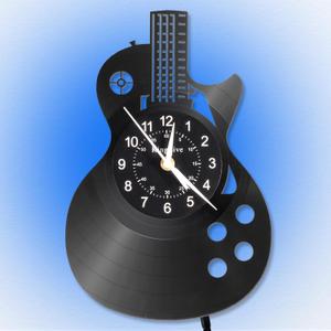 KingLive Music Wall Clock, Guitar Vinyl Clock, LED 6-Color Art Night Light Home Decor, Music Instrument Clocks Halloween for Men Guitarist