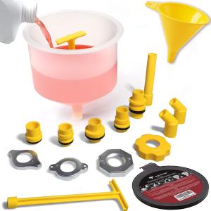 Thorstone No Spill Coolant Funnel Kit - Spill Free Radiator Coolant Filling Funnel with Adapters for Universal Vehicles