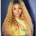 Curly Human Hair Wig Omber T 27 Lace Frontal Closure Deep Curly Human Hair Wig Pre Plucked Pre Cut Lace Frontal Closure Glueless Wigs Elastic Band 200% Density