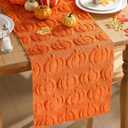 Fall Table Runner, Orange Pumpkins 3D Faux Fur Table Runners, Soft Thanksgiving Halloween Table Decor for Indoor Outdoor, Autumn Home Party Decor, 13*37 Inch