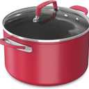 Ninja C20480 Foodi NeverStick Vivid 8-Quart Stock Pot with Glass Lid, Nonstick, Durable & Oven Safe To 400F, Cool-Touch Handles, Crimson Red