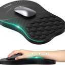 TECKNET Ergonomic Mouse Pad with Wrist Rest, Soft Mousepad with Massage Design, Memory Foam and Non-Slip PU Base for Pain Relief, Gaming Mouse Pad for Desk, Home, Office, 12x8 Inches, Black White