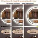 LTFUUAI 24" Round LED Bathroom Mirror with Lights, Smart Touch 3-Color Dimming Lighted Vanity Mirror wall Mounted, Anti-Fog Shatterproof with Front & Back Light, for Bathroom Vanity