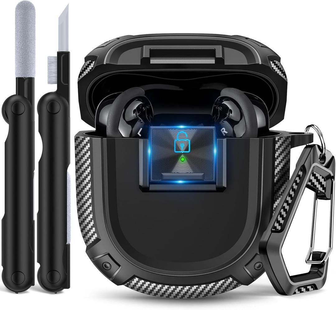 Sucure Lock Case for Bose Quietcomfort Ultra (2023) / Bose QC II (2022) Case Cover with Lock Clip & Cleaner Kit Pen, Impact Resistant Hard Shell Headphone Case with Men Women (Black)