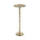 Kate and Laurel Ropa Transitional Round Pedestal Drink Table, 9 x 9 x 22, Gold, Decorative Cast Aluminum Mini Table with Spiral Rope Design for Use as Indoor Plant Stand or Living Room Accent