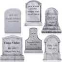 Blosssound 6 Pcs Funny Halloween Tombstone Yard Signs Humor Gravestone Headstone Outdoor Decorations with Stakes Waterproof Graveyard Lawn Yard Signs for Halloween Garden Decor