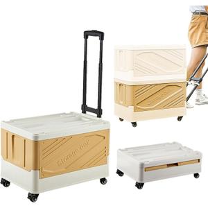 XCBYT Storage Bins with Wheels - Rolling Carts with Wheels for Closet Organizers and Storage Foldable Rolling Cart for Teachers Rolling Crate Collapsible Shopping Cart, Yellow