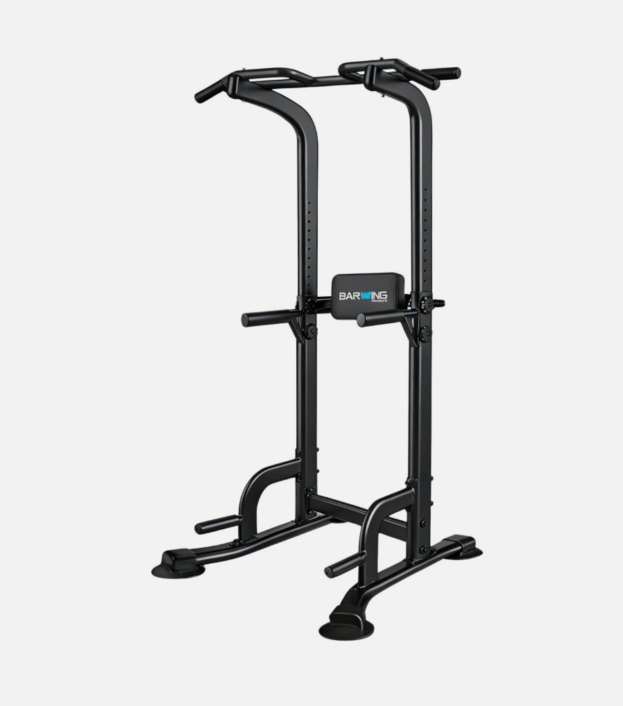 BARWING Pull Up Bar Station, Power Tower, Dip Station with 3D Backrest, Multi-Function Strength Training Stand Rack, Adjustable Height Dip Bar for Home Gym Workout Stand Fitness Exercise Equipment P008