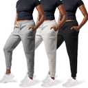 Common Stitch 3 Pack Sweatpants Women - Womens Sweatpants with Pockets, Fleece Womens Joggers, Yoga Pants ( in Plus) (2X, Black / Lt. Heather Grey / Med. Heather Grey)