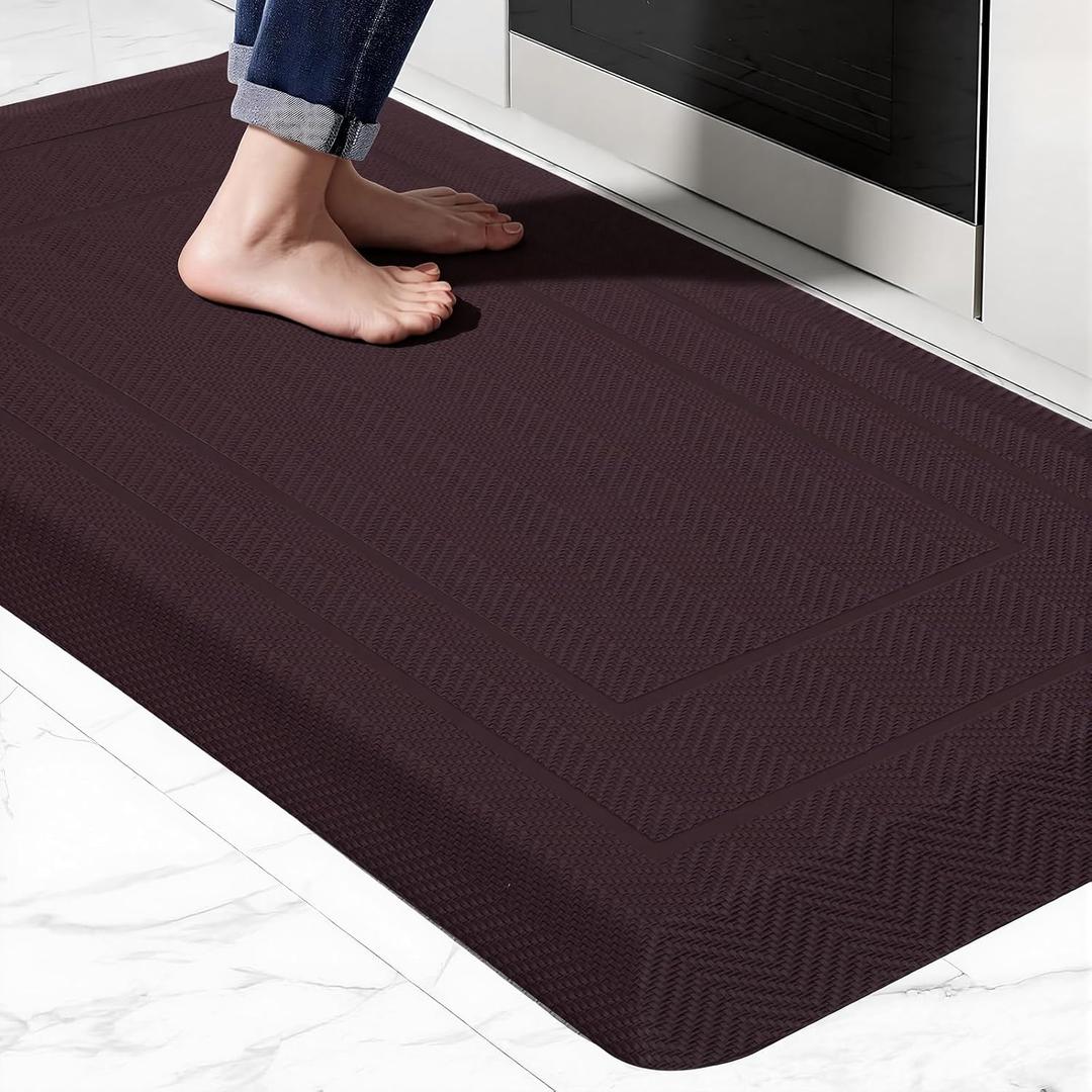 UKISS 9/10"" Extra Thick Cushioned Anti Fatigue Kitchen Mat, Waterproof High Density Foam Standing Desk Mat, Non-Slip Ergonomic Comfort Mat for Kitchen, Office,Workstation Black (Brown, 20" X 39")