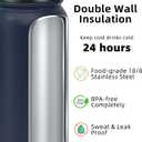 Fanhaw 20 Oz Kids Insulated Stainless Steel Water Bottle with Straw Lid, Leakproof & Anti-Dust Everyday Use Bottle for School, Women & Men, Back to School Essentials (Navy Blue)