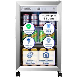 Equator 2.3cf Outdoor/Indoor Refrigerator IPX4 SS Builtin/FS 85 Cans Quiet 42dB
