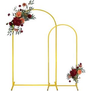 Gold Metal Arch Backdrop Stand 2 Set 7.2FT, 6FT Wedding Arch Stand Arched Door Frame for Birthday Party Baby Shower Ceremony Indoor Outdoor Celebration Decor (7.2FT, 6FT)