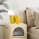 Modern Yellow Table Lamp Bauhaus Resin Table Light Aesthetics Milk White Globe Glass Light Fixtures for Bedside Bedroom Living Room Kids Room Corner Office