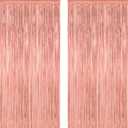 ZATAYE 2 Pack Rose Gold Decorations, 3.28 FT x 7.05 FT Rose Gold Fringe Curtains, Metallic Photo Backdrop Tinsel Backdrop Foil Curtains, Metallic Party Supplies Wedding Decor