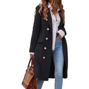 IDEALSANXUN Womens Long Wool Coat for Women Fall Winter Trench Coat Trendy Jackets (Black, M)
