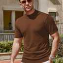 Vssjavun Men's Mock Neck Shirt Short Sleeve Turtleneck T-Shirt Slim Fit Pullover Casual Basic Tee
