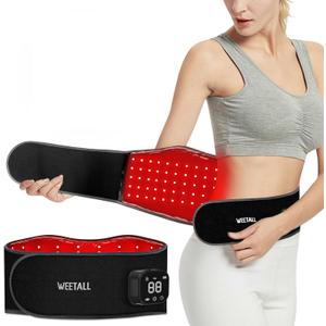 Red Light Therapy Belt for Body: Massage Heating Infrared Light Device, Portable Cordless 660nm&850nm Pad Wrap with Vibration and Rechargeable Battery for Waist Belly Pain Relief Women Men at Home