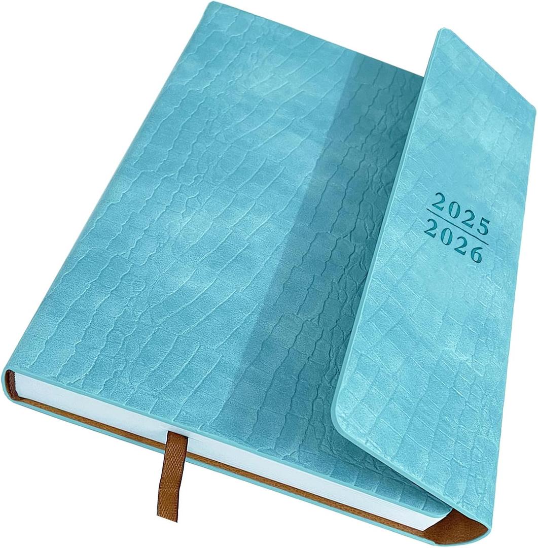 Planner 2025-2026, Weekly Monthly Academic Calendar for Jul 2025 - Dec 2026 [18 Month Agenda], 8.26" x 5.9" Faux Leather Cover + Thick Paper (Light Blue)