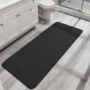 Bath Mat,Ultra Thin Bathroom Runner Rugs,Large Bath Mats for Bathroom,Quick Dry,Non-Slip,Machine Washable,Low Pile,Bath Rug,Shower Outside,Sink,Home Decor Accessories.Black,1'5"x4'11"17x59inch